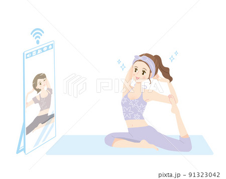 女性 人物 ヨガ かわいいのイラスト素材