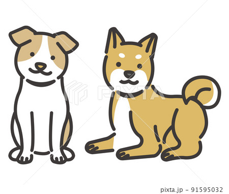 犬 座る おすわり 戌のイラスト素材