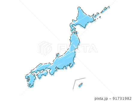 日本地図 日本 地図 手書きのイラスト素材