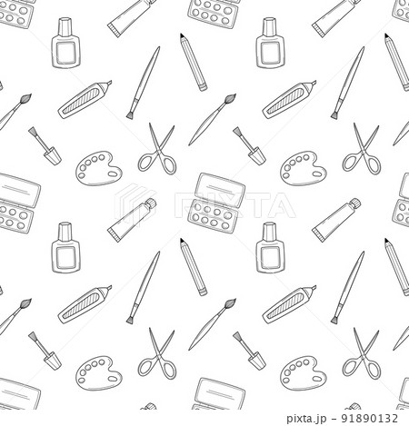 Paint brush simple flat style vector illustration, school