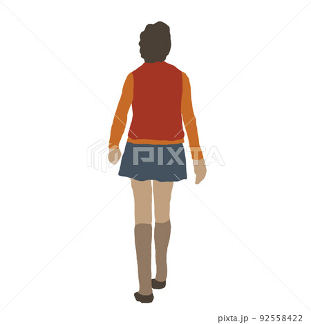 女性 少女 後ろ姿 歩くのイラスト素材