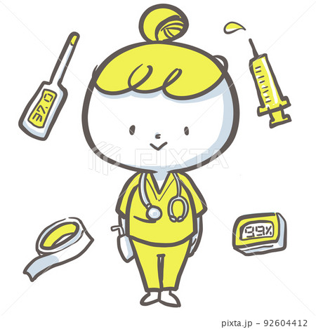 注射 注射器 手描き かわいいのイラスト素材