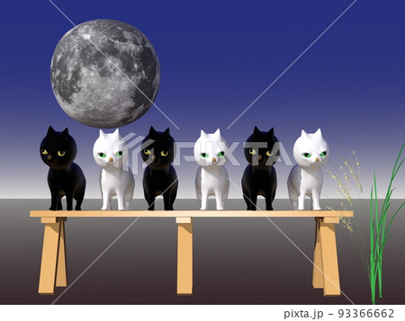 猫 動物 月見 お月見のイラスト素材 - PIXTA