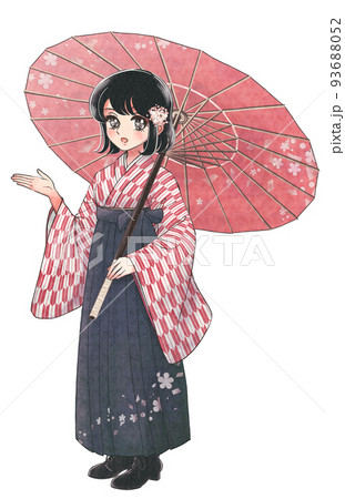 明治時代 着物 日本人 女性のイラスト素材