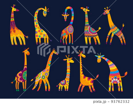 カラフル キリン きりんのイラスト素材