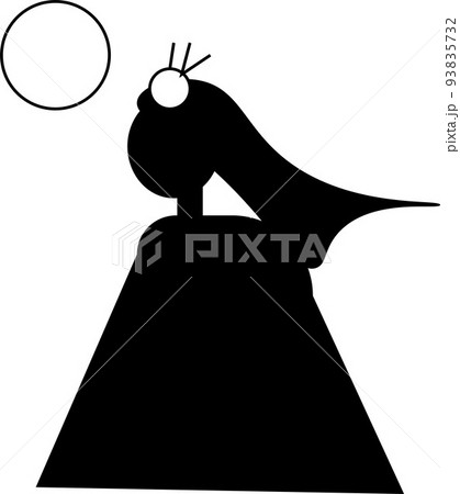 日本の昔話に出てくる月のお姫様のモノクロアイコンイラストのイラスト素材