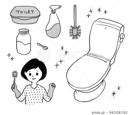 トイレ掃除のイラスト素材