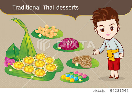 タイ人女性 立つ タイ人 あいさつのイラスト素材