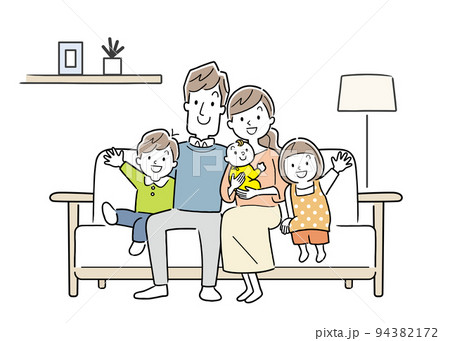 ソファー 座る 人 人物のイラスト素材