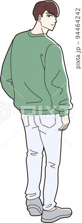 振り返る 全身のイラスト素材