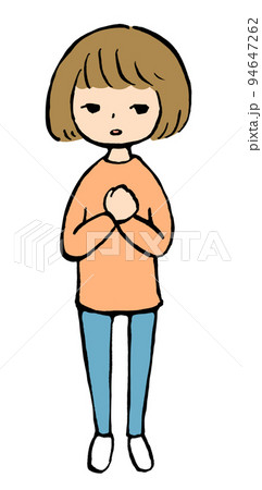 寂しい 人物 女の子 女性のイラスト素材