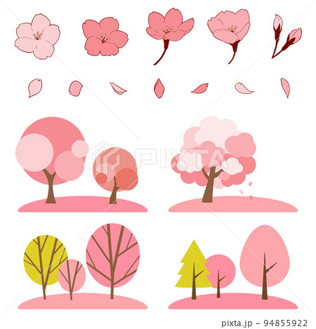 桜の木 桜 木 カットのイラスト素材