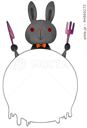 動物 食事 うさぎ イラストの写真素材