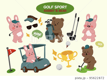 Golf ゴルフ キャラクター 文字のイラスト素材
