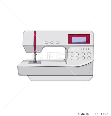 sew machine set cartoon vector illustration