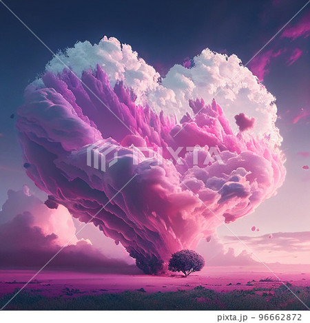 Love Background. Pink Heart Poster. Pink Heart Cloud. Love Cloud