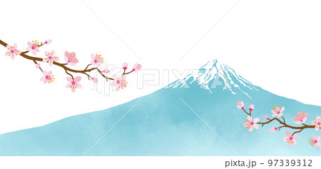 桜 富士山 水彩 水彩画のイラスト素材 - PIXTA