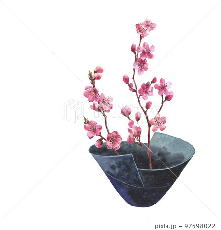 花 フラワー 花瓶 水彩画のイラスト素材 - PIXTA