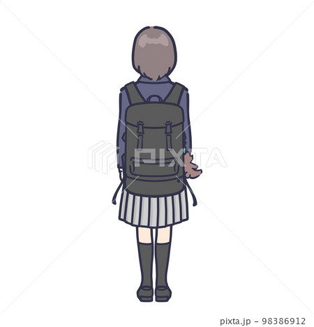 人物 女性 後ろ姿 線画のイラスト素材 - PIXTA