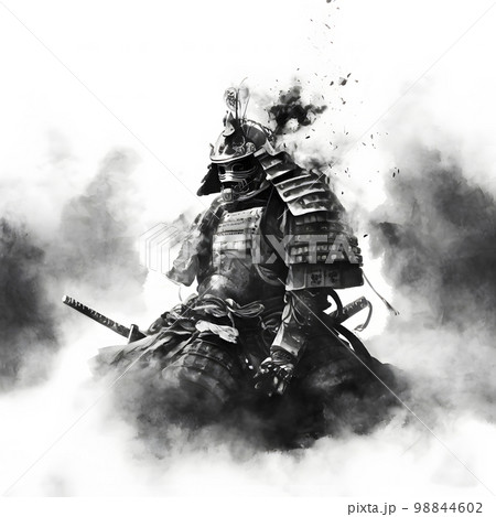 水墨画 武士の絵　絵27✖️24 E