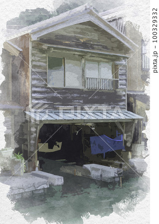 「海景」　手描き　油絵　風景画　原画　京都　伊根 はこぽす対応商品】 風景画 油絵 手描き 海景」 原画 (日本