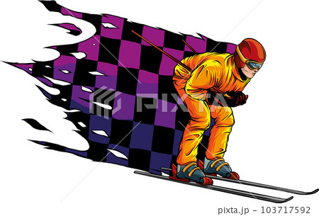 Cute Skiing Boy Dressed in Winter Clothes - Stock Illustration  [109387942] - PIXTA