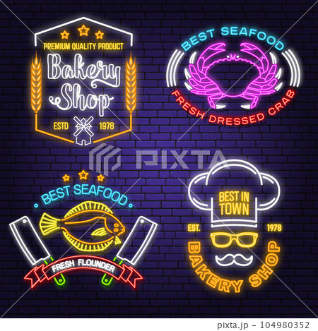 Set Of Fishing And Seafood Badges Logos Labels Sticker Vector For