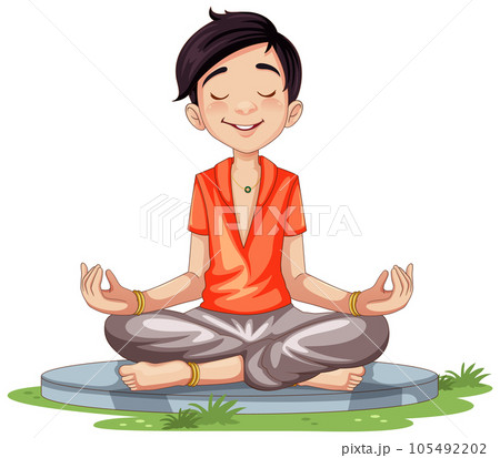 illustration of people doing asana and meditation practice for