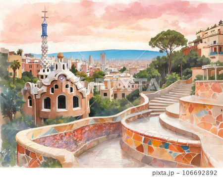 グエル公園のイラスト素材 - PIXTA