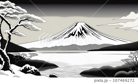 富士山 鉛筆画 モノクローム 富士山【鉛筆画】 Mt. Fuji 【Pencil Drawing】