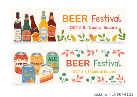 Vector Set Of Different Beer Glassware, 6 Full Glass Cups With Yellow And  Brown Fizzy Beverages Various Shape, Collection Icons Of Alcohol Drinks  Lager And Pilsner Beer Isolated On White Background. Royalty