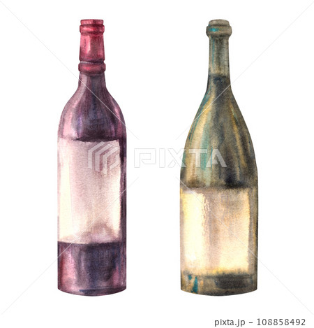ワイン ボトル 水彩 水彩画のイラスト素材 - PIXTA