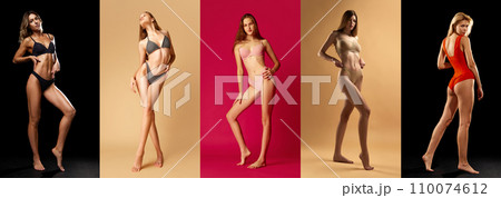 Portrait, sexy and woman with underwear, aesthetic and confident girl  against a transparent background. Face, female person and model in lingerie,  fitness and self care with fashion, png and stripper Photos