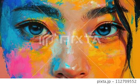 油絵 絵画 アート オレンジの写真素材 - PIXTA