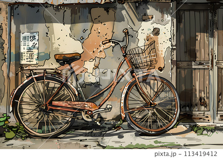 自転車 昭和 レトロのイラスト素材 - PIXTA