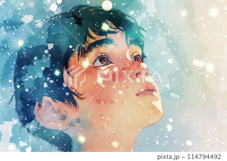 星空 水彩画 夜空 星屑のイラスト素材 - PIXTA