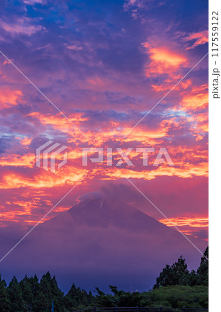 富士夕景　乙女峠より　パステル画 富士夕景乙女峠よりパステル画