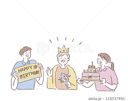 おばあちゃん 誕生日 ケーキ 祖母のイラスト素材 - PIXTA
