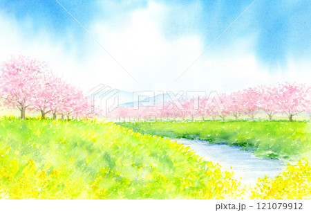 水彩画 watercolor 「春の小川」 - YouTube｜水彩画