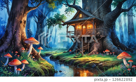光 きのこ 夜 背景のイラスト素材 - PIXTA