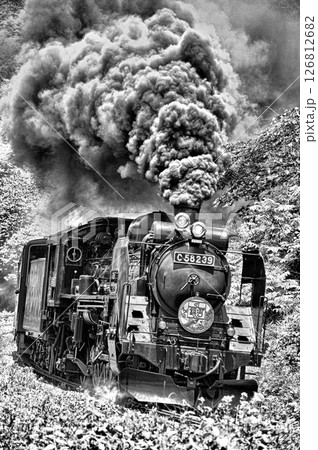 鉄道 白黒 乗り物 SLの写真素材 - PIXTA