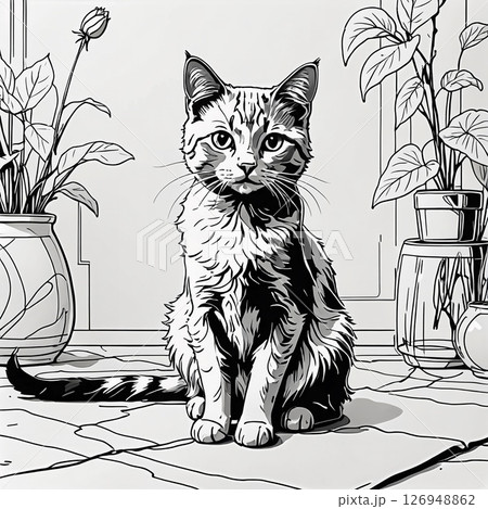 猫のデッサンの写真素材 - PIXTA