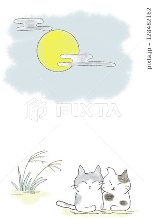 猫 動物 月見 お月見のイラスト素材 - PIXTA