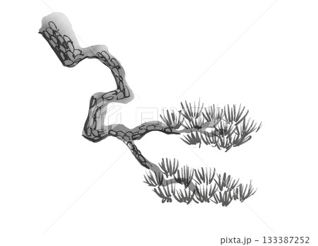 水墨画 墨絵 筆 松の枝のイラスト素材 - PIXTA