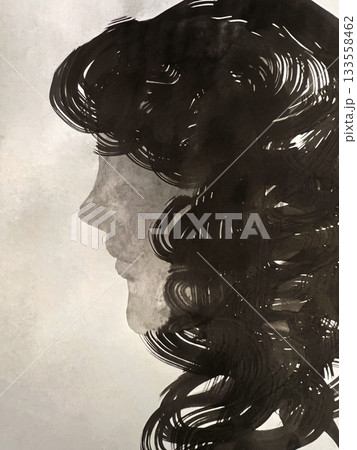 女性 水墨画 人物 若いのイラスト素材 - PIXTA