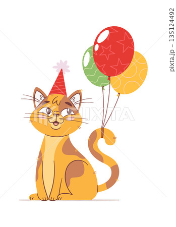 風船 猫 動物のイラスト素材 - PIXTA