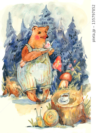 くま クマ 熊 コーヒーのイラスト素材 - PIXTA